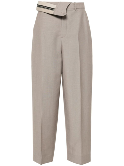 Shop Fendi Wide Leg Pants In Beige