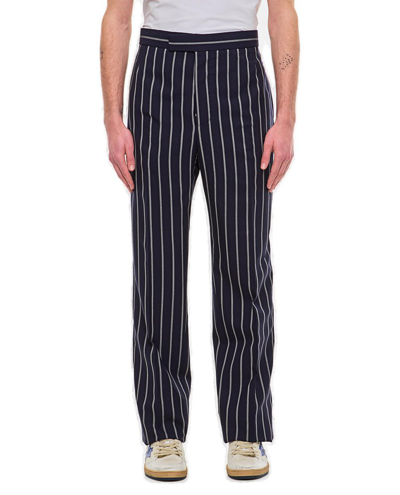 Shop Thom Browne Striped Straight Leg Trousers In Multi