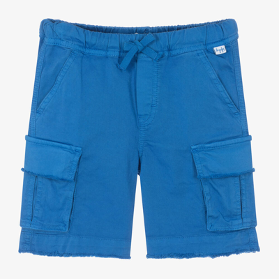 Shop Il Gufo Boys Blue Cotton Twill Cargo Shorts