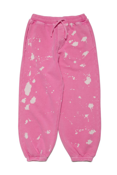 Shop Dsquared2 Kids Paint Splatter Detailed Drawstring Ttrack Pants In Pink