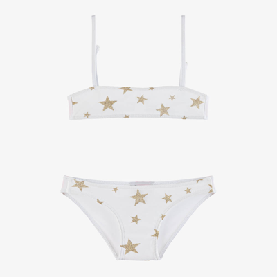 Shop Selini Action Girls White & Gold Glitter Star Bikini