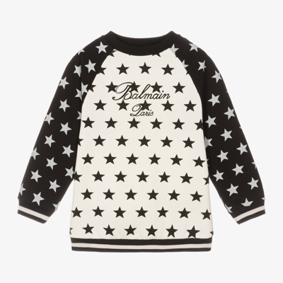 Shop Balmain Boys Ivory Cotton Star Sweatshirt