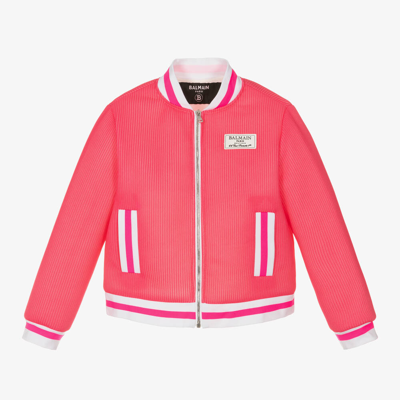 Shop Balmain Girls Pink Bomber Jacket