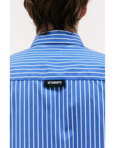 Shop Vetements Oversize Striped Shirt In Blue