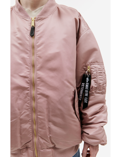 Shop Vetements X Alpha Industries Reversible Bomber Jacket In Pink