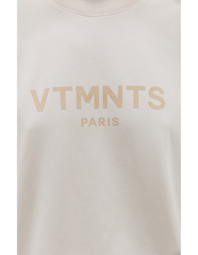 Shop Vtmnts Logo Printed T-shirt In Beige