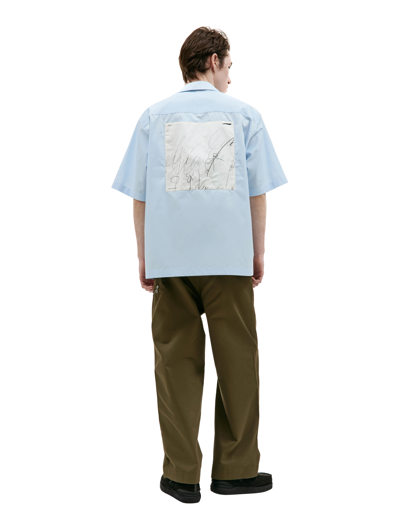 Shop Oamc Kurt Shirt With Silk Patch In Blue