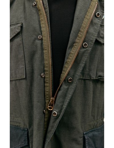 Shop Oamc Re:work Coat With Pockets In Khaki