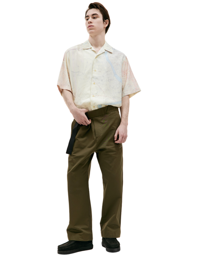 Shop Oamc Khaki Cotton Trousers