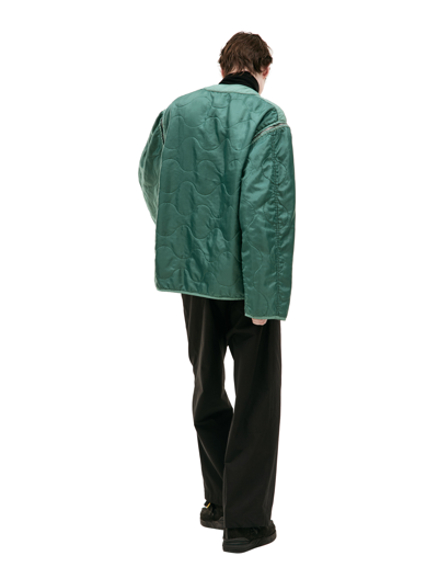 Shop Oamc Re:work Zipped Sleeves Jacket In Green