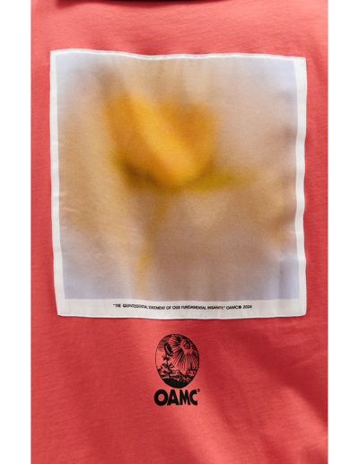 Shop Oamc Stillest T-shirt With Silk Patch In Red