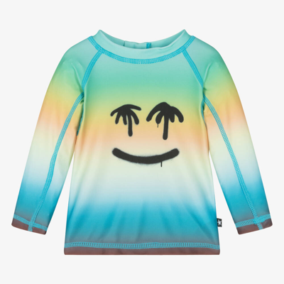 Shop Molo Blue Happy Palm Sun Protective Top (upf50+)