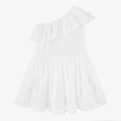 Shop Molo Girls White Broderie Anglaise Cotton Dress