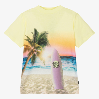 Shop Molo Teen Boys Yellow Cotton Surf T-shirt
