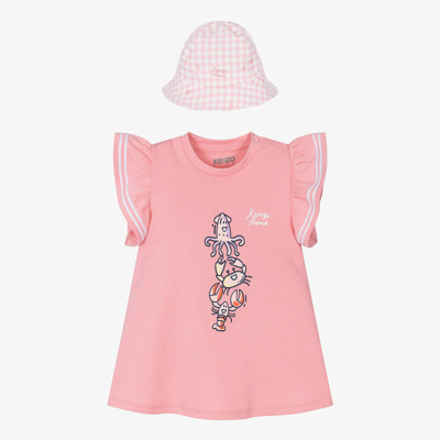 Shop Kenzo Kids Baby Girls Pink Cotton Sea Life Dress Set