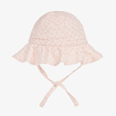 Shop Petit Bateau Baby Girls Pink Floral Cotton Sun Hat