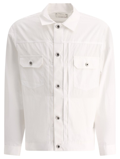 Shop Sacai Long Sleeved Thomas Mason Shirt In White