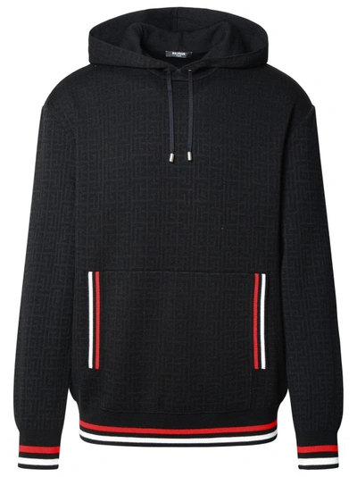 Shop Balmain Monogram Cap. Sweater In Black