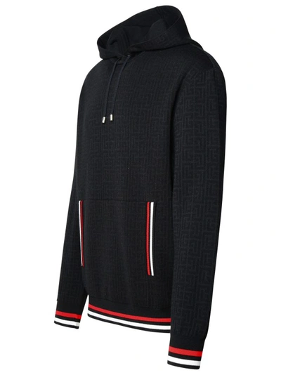 Shop Balmain Monogram Cap. Sweater In Black