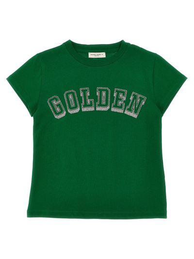 Shop Golden Goose Kids Glitter Logo Printed T In Green