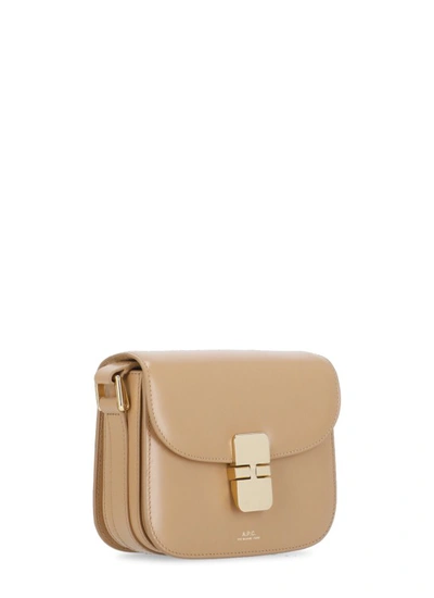 Shop Apc Beige Smooth Leather Shoulder Bag In Brown
