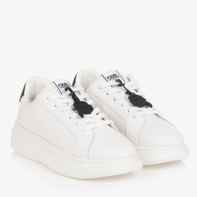 Shop Karl Lagerfeld Kids Teen White Leather Lace-up Trainers