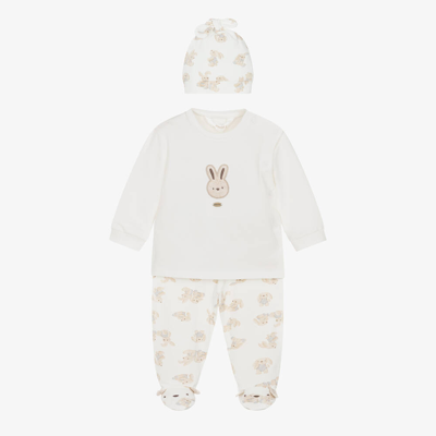 Shop Mayoral Newborn Boys Ivory Cotton Bunny Babysuit Set
