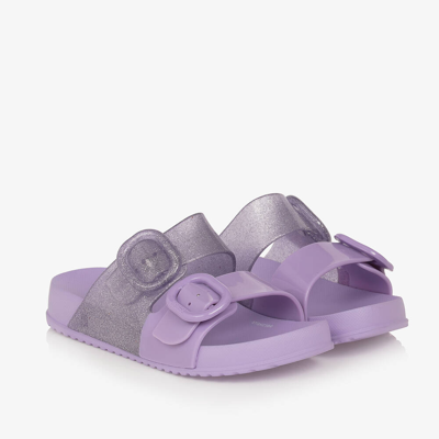 Shop Mini Melissa Girls Lilac Purple Glitter Sliders