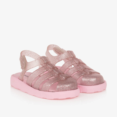 Shop Mini Melissa Girls Pink Glitter Jelly Sandals