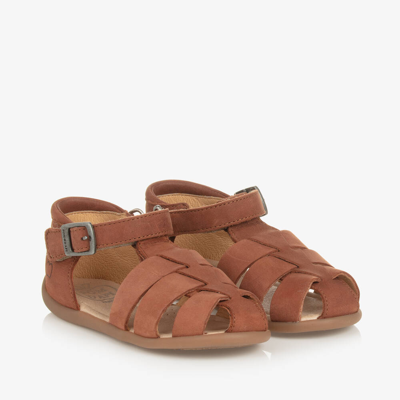 Shop Pom D'api Boys Brown Leather Sandals
