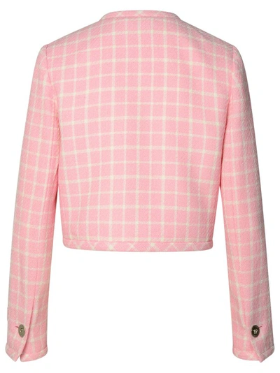Shop Versace Check Jacket In Pink