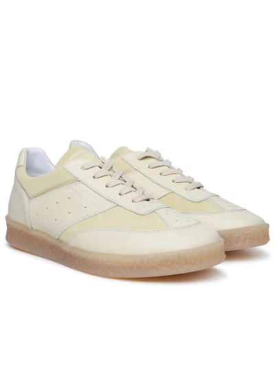 Shop Mm6 Maison Margiela Ivory Leather Sneakers In White