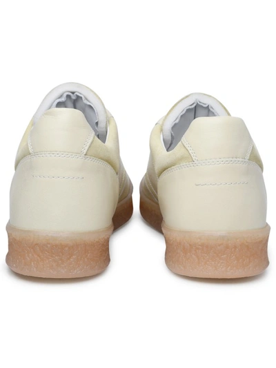 Shop Mm6 Maison Margiela Ivory Leather Sneakers In White