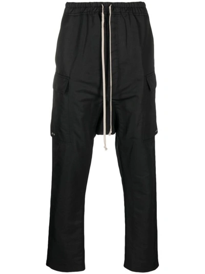 Shop Rick Owens Dropped Crotch Cargo Trousers In Black