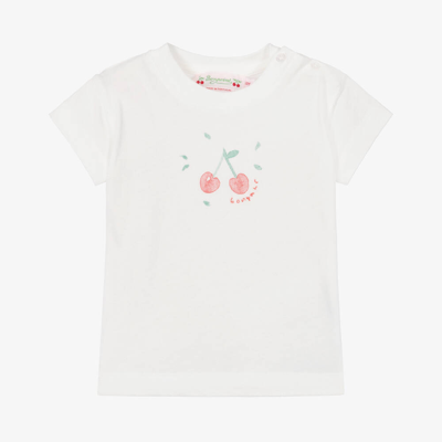 Shop Bonpoint Baby Girls White Cotton Cherry T-shirt