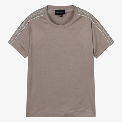 Shop Emporio Armani Teen Boys Beige Viscose & Cotton T-shirt