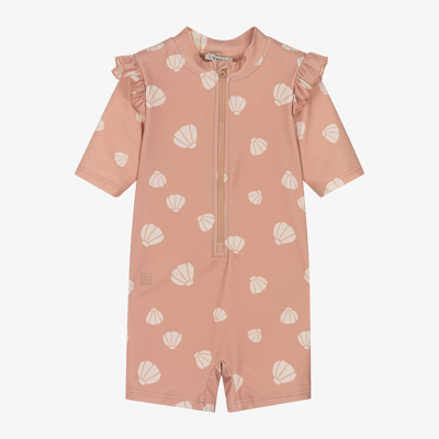 Shop Liewood Girls Pink Shell Print Sun Suit (upf40+)