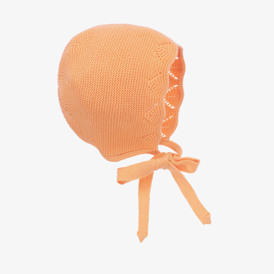 Shop Paloma De La O Baby Girls Orange Cotton Knit Bonnet