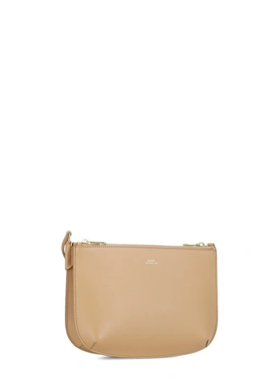 Shop Apc Beige Leather Shoulder Bag In Neutrals