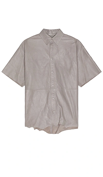Shop Diesel Emin Leather Shirt In Dove & Grey