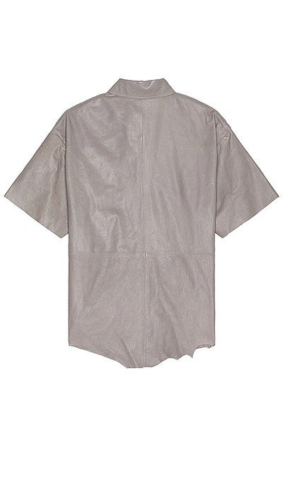 Shop Diesel Emin Leather Shirt In Dove & Grey