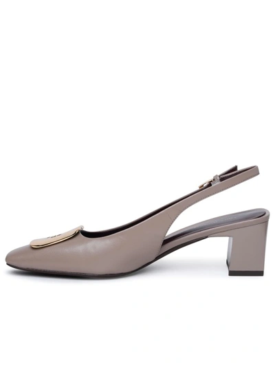 Shop Tory Burch Georgia' Slingback In Taupe Leather In Grey