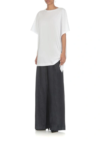 Shop Dries Van Noten T-shirt With Draped Knot In White