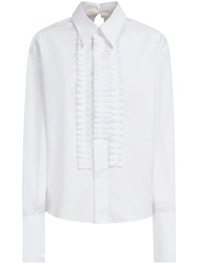 Shop Marni Pleat-detail Cotton Shirt In White