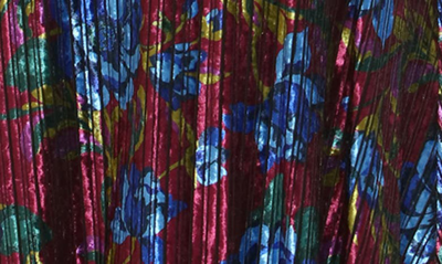 Shop Maggy London Floral Velvet Midi Dress In Cabernet/ Blue Danube