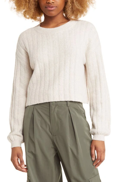 Shop Bp. Ribbed Crewneck Sweater In Beige Oatmeal Light Heather