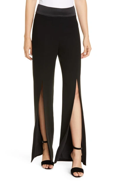 Shop Simkhai Jonathan  Front Slit Crepe Satin Combo Pants In Black