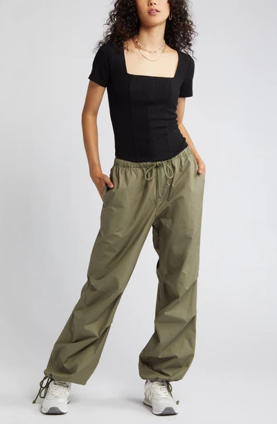 Bp. Corset Knit Top In Black Jet