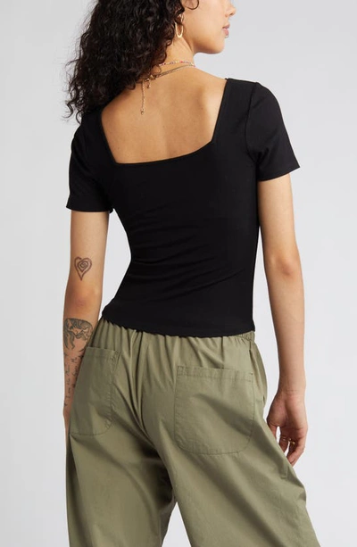 Bp. Corset Knit Top In Black Jet
