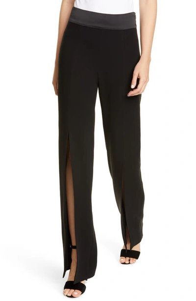 Shop Simkhai Jonathan  Front Slit Crepe Satin Combo Pants In Black